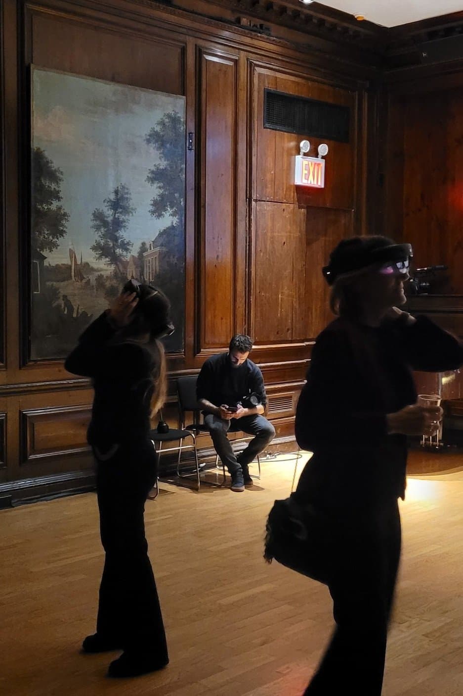 Visitors experiencing "The Magic of Giotto" in New York