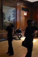 Visitors experiencing "The Magic of Giotto" in New York